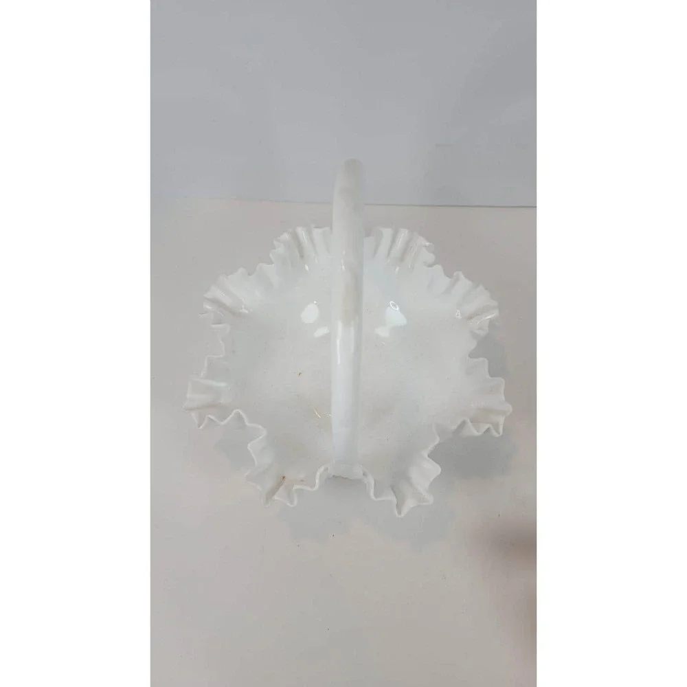 Vintage Fenton Hobnail Milk Glass Basket White